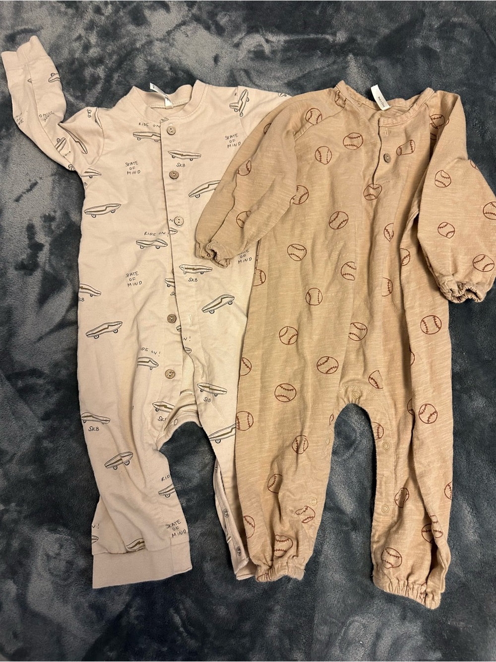 Rylee + Cru Beige and Tan Printed Kids One-Piece Rompers bundle